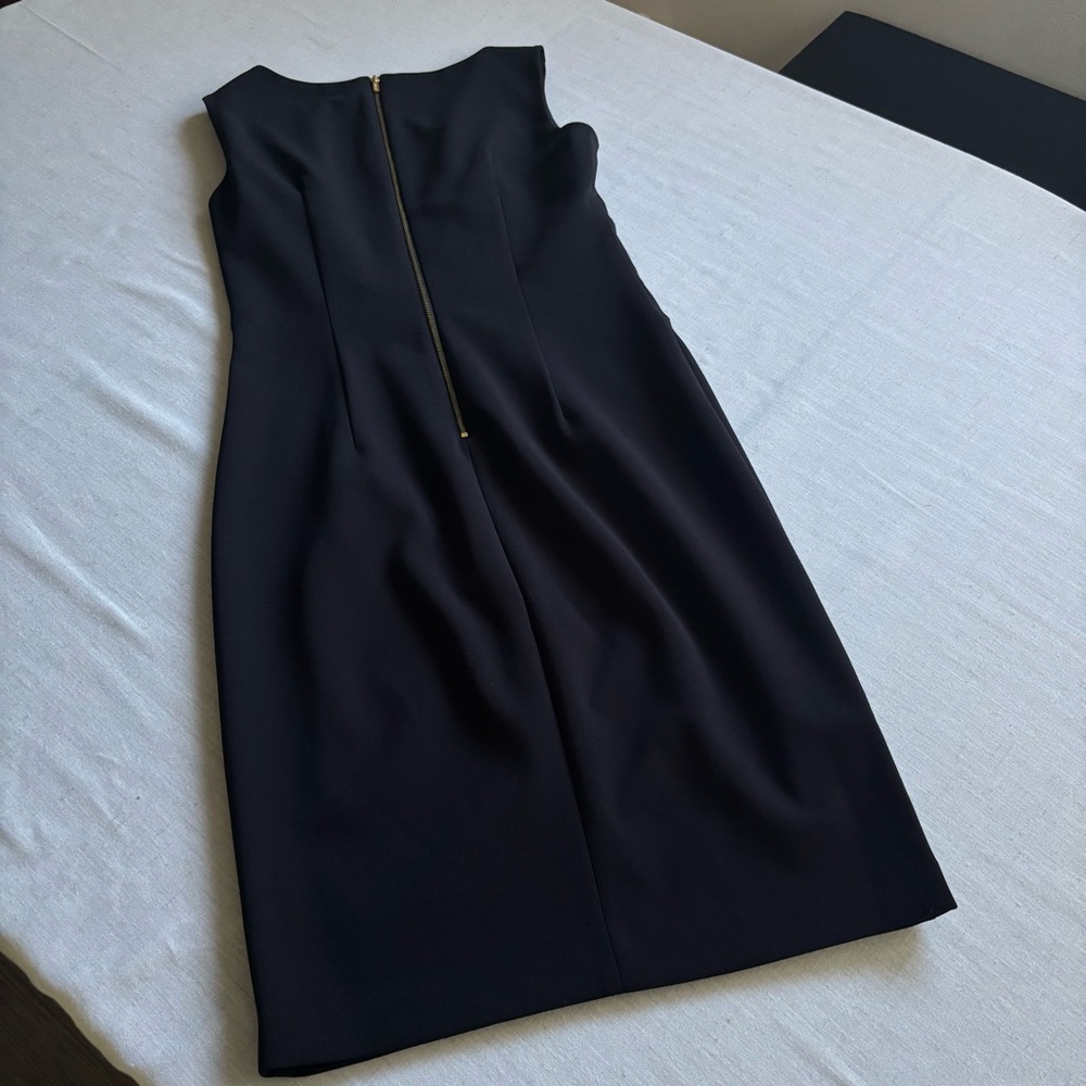 Calvin Klein Black Sheath Midi Dress Size 4 Career Cocktail Chic - Picture 9 of 13